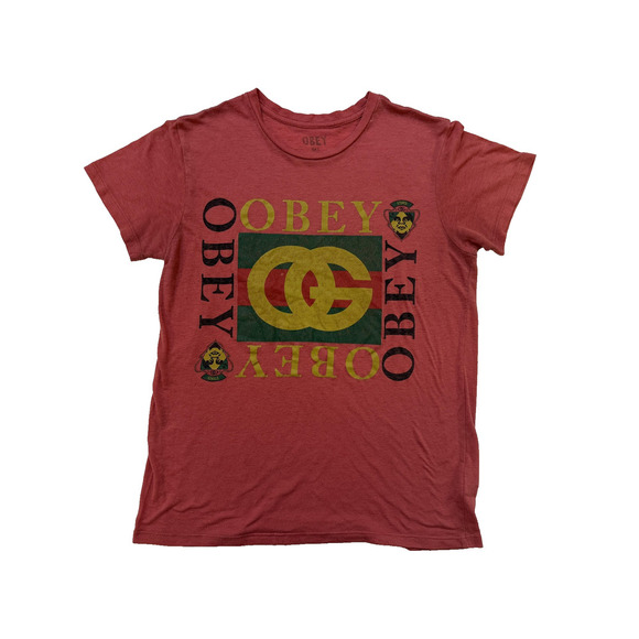 Obey Shirt Mens Small OBEY Interlock Gucci Parody Streetwear Skate Urban - Picture 1 of 6